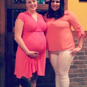 Coral Pink Maternity / Nursing Dress